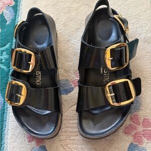Birkenstock Milano Big buckle Black Patent Sandals size 38/L7
